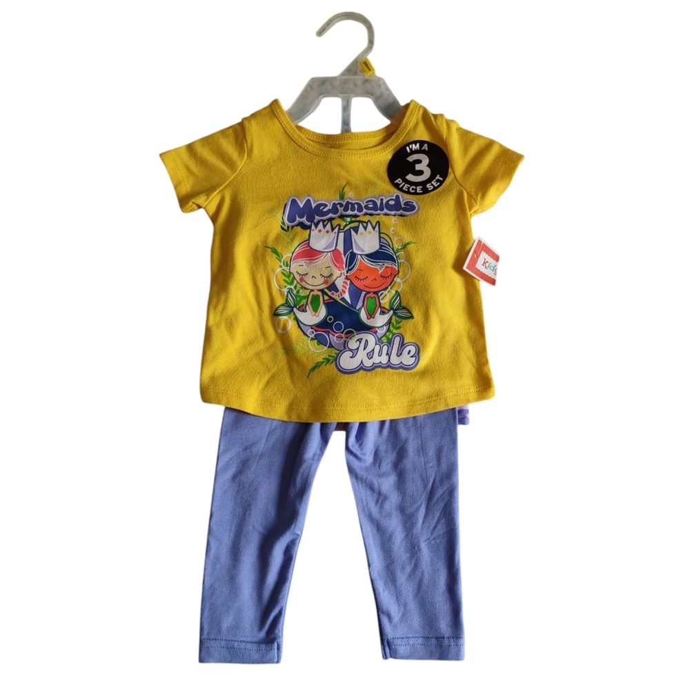 Kidgets 12M Mermaids Rule 3pc Shirt Short Pants Set